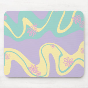 Mousepad Daisy Groove Pastel Rosa, Amarelo, Roxo e Verde