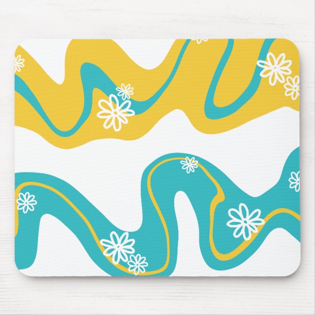 Mousepad Daisy Groove - Turquesa e amarelo (Frente)