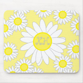 Mousepad Daisy Monograma Branco e Amarelo