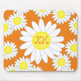 Mousepad Daisy Monograma Laranja Branco e Amarelo