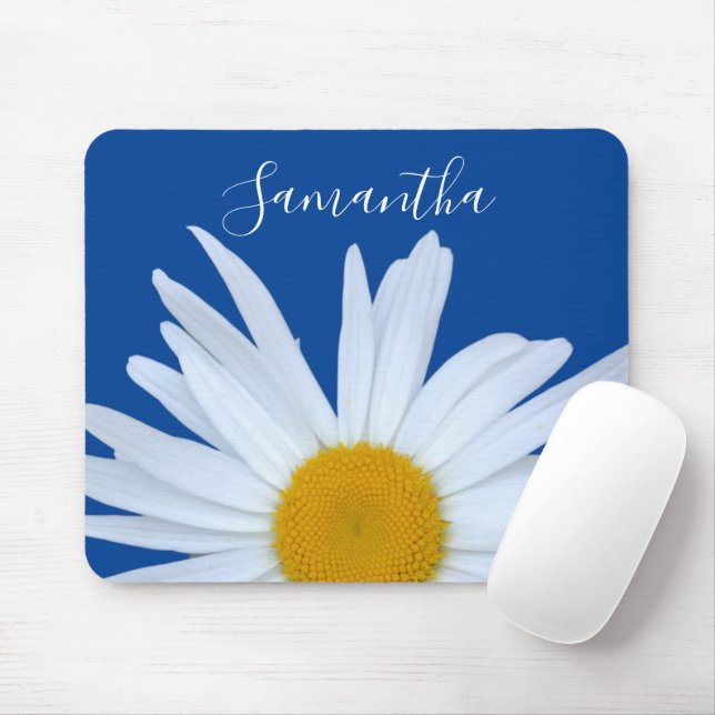 Mousepad Daisy Ocean Blue White Script (Com mouse)