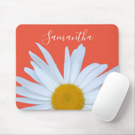 Mousepad Daisy Orange Elegant White Script
