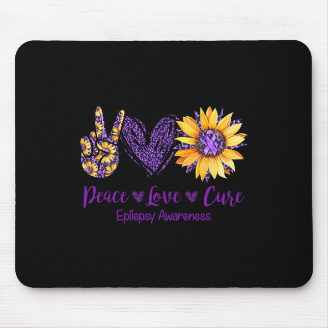 Mousepad Daisy Peace Love Cure Epilepsy Awarse Purple Ri (Frente)