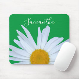 Mousepad Daisy Photo Kelly Green Elegant White Script
