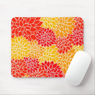 Mousepad dálias laranja e vermelhas