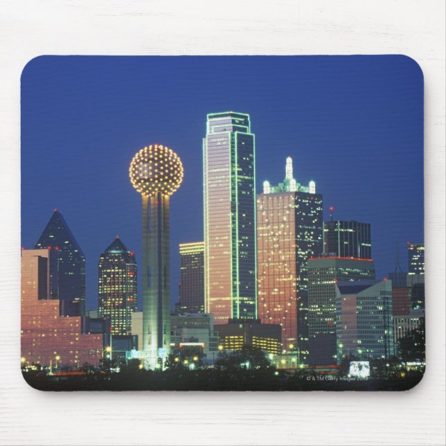 Mousepad 'Dallas, TX skyline à noite com Reunion Tower' (Frente)