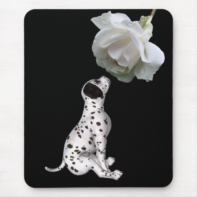 Mousepad Dalmaciana Puppy E Rosa Branca (Frente)