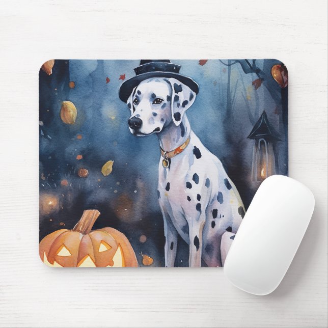 Mousepad Dalmama de Halloween com Pumpkins assustado (Com mouse)