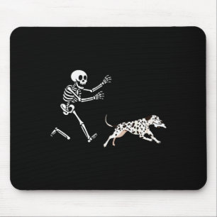Mousepad Dálmata Engraçado Esqueleto Correndo Halloween