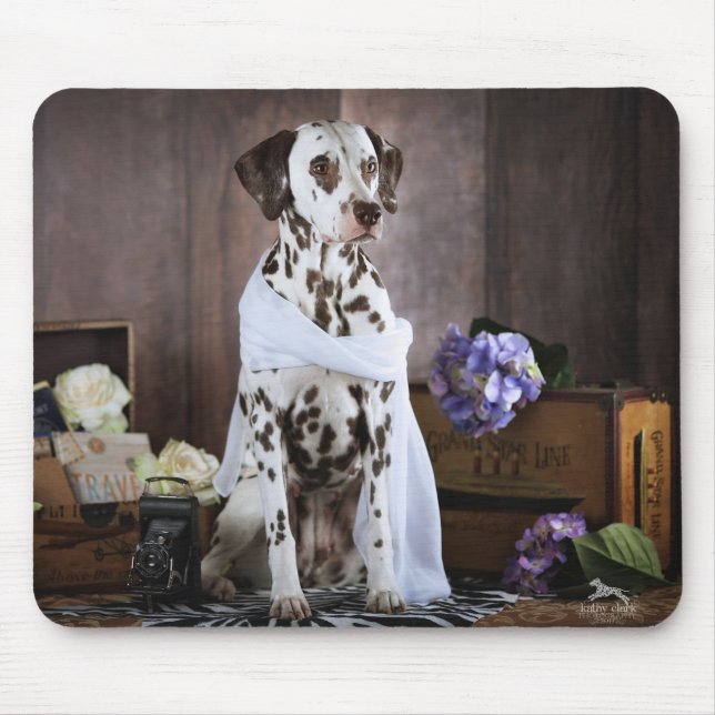 Mousepad Dalmatian de viagem do mundo elegante (Frente)