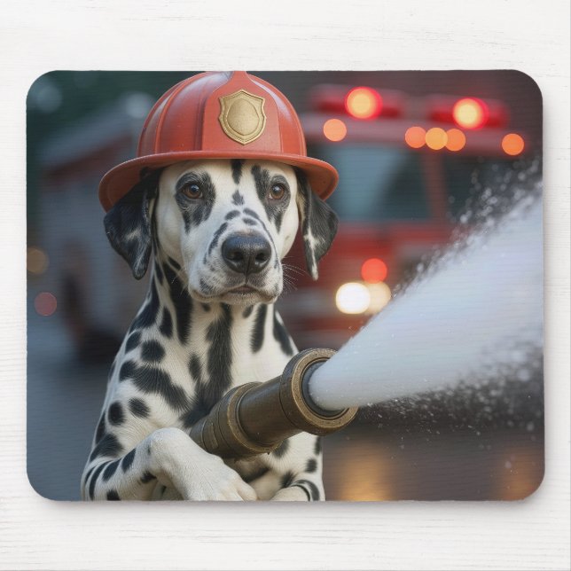 Mousepad Dalmatian Dog With a Fire Hose (Frente)