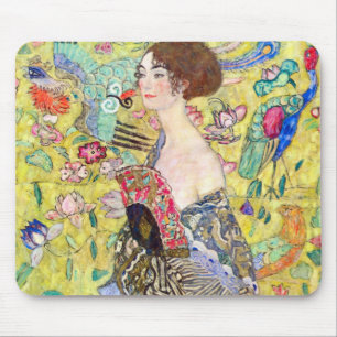 Mousepad Dama com Leque de Gustav Klimt, Japonismo Vintage