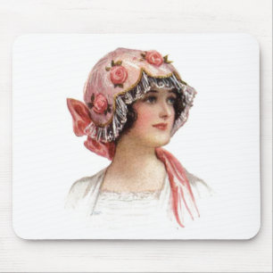 Mousepad Dama de Vintagem na Folha de Seda Fludida