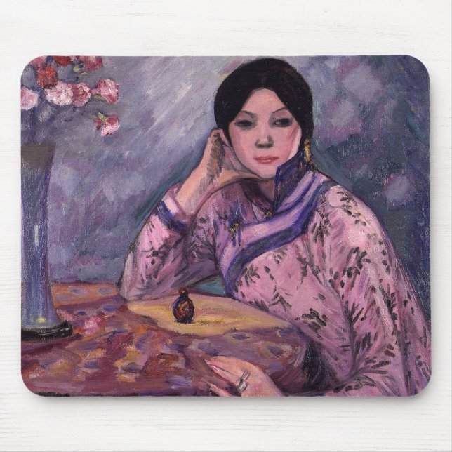 Mousepad Dama Japonesa com uma Garrafa de Perfume (Frente)
