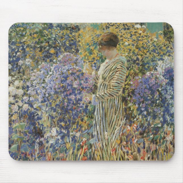 Mousepad Dama num Jardim de Frederick Frieseke, Arte Fino (Frente)