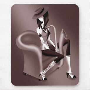 Mousepad Dama Saxofonista - Mousemat Inspirado no Jazz 