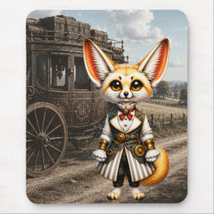 Mousepad Dama Steampunk de Raposa Fennec & Carruagem