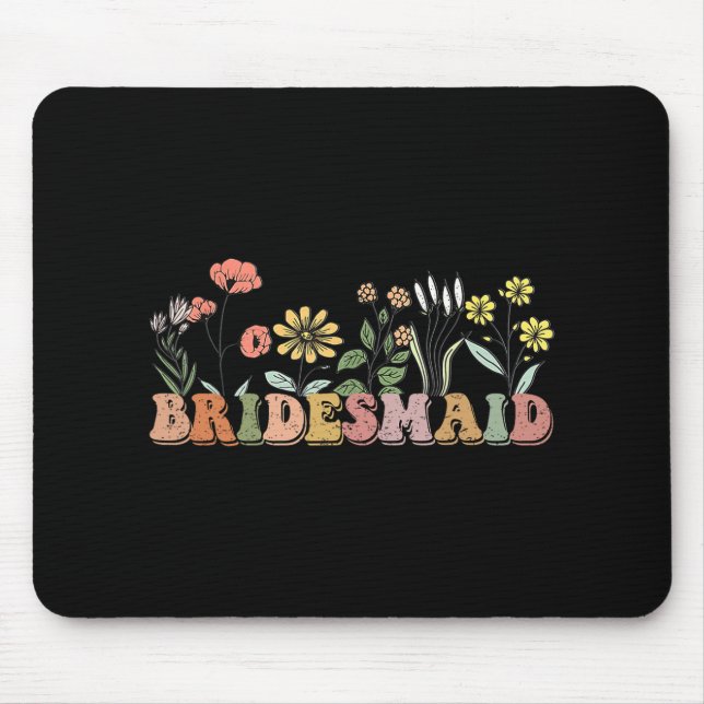 Mousepad Damas de Honra Eu Aceito Equipe Flores Silvestres  (Frente)