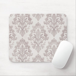 Mousepad Damasceno Clássico Floral em Água-marinha Taupe Su