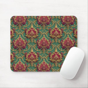 Mousepad Damasco Barroco Borgonha Esmeralda