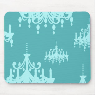 Mousepad damasco-chadelier azul em azul-aqua