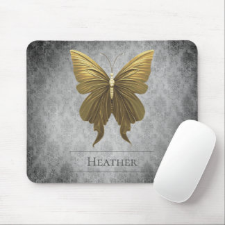 Mousepad Damasco de Borboleta Dourada