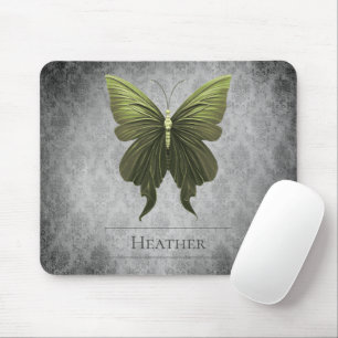 Mousepad Damasco de Borboleta Verde
