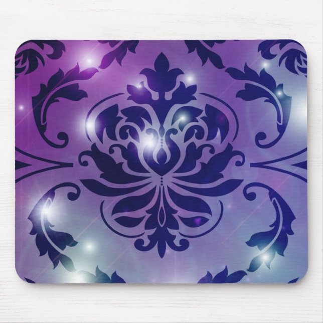 Mousepad Damasco do diamante, LUZES FEERICAMENTE na ameixa (Frente)