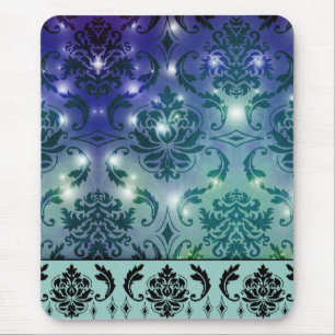 Mousepad Damasco do diamante, LUZES FEERICAMENTE no azul e