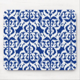 Mousepad Damasco do Moorish de Ikat - azuis cobaltos e