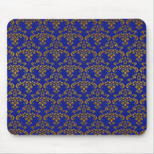 Mousepad Damasco Dourado e Azul