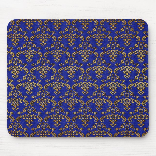 Mousepad Damasco Dourado e Azul (Frente)