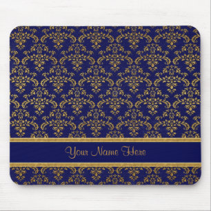 Mousepad Damasco Dourado e Azul
