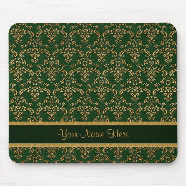 Mousepad Damasco Dourado e Verde (Frente)