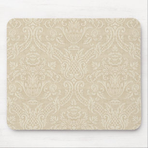Mousepad Damasco elegante floral bege do papel de parede do