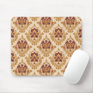 Mousepad Damasco Floral Dourado Marfim