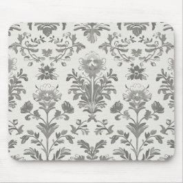 Mousepad Damasco Floral Vitoriano Branco Vintage