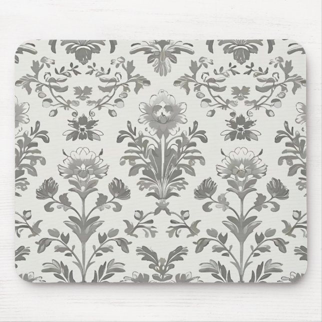 Mousepad Damasco Floral Vitoriano Branco Vintage (Frente)