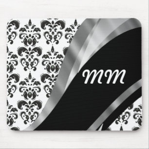 Mousepad Damasco preto e branco