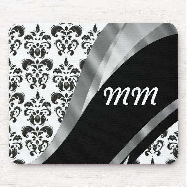 Mousepad Damasco preto e branco (Frente)