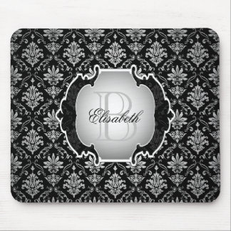 Mousepad Damasco preto e branco do monograma