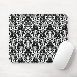 Mousepad Damasco preto e branco legante