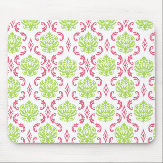 Mousepad Damasco rosa quente e verde