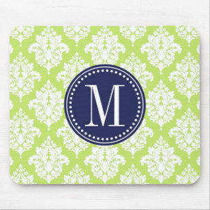 Mousepad Damasco verde elegante personalizado