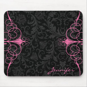 Mousepad Damascos florais pretos de Monotones & quadro