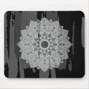 Mousepad Damask Mandala Abstrato Black Watercolor Vintage