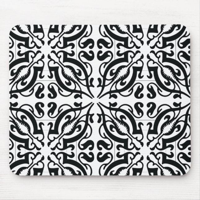 Mousepad DAMASK - Preto e branco (Frente)