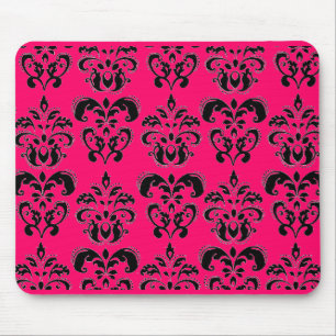 Mousepad DAMASK PRETO E TINTO, fuchsia