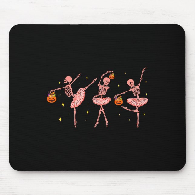 Mousepad Dançando esqueleto Ballerina Halloween Jack O Lant (Frente)