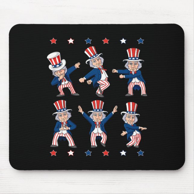 Mousepad Dançando Tio Sam 4 De Julho Meninos Patriótico (Frente)